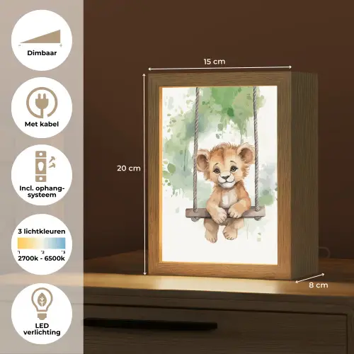 Leeuw - Dier - Kinderen - Jungle Light Box met kabel klein -USP_NL