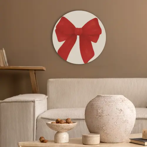 Strik - Symmetrisch - Rood - Lint Akoestische PET Vilt - Rond klein -sfeer1