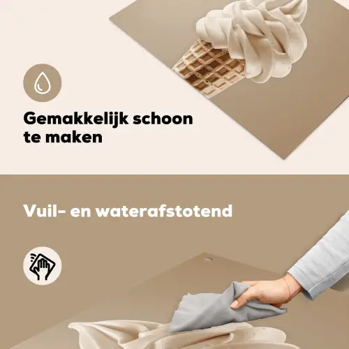 IJs - Softijs - Romig - Hoorntje - Beige Inductie beschemer met haakjes klein -ky-schoon-nl