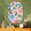Blauw - Roze - Bloemen Wandcirkel Ovaal Glas middel -sfeer2