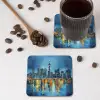 Skyline Toronto - Water - Stadslichten - Toren onderzetter kurk middel -sfeer2