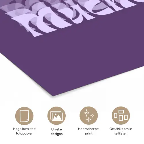 Mucho amor - Paars - Grafisch poster papier klein -closeup_NL