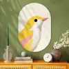 Vogel - Minimalistisch - Geel Wandcirkel Ovaal Glas middel -sfeer2