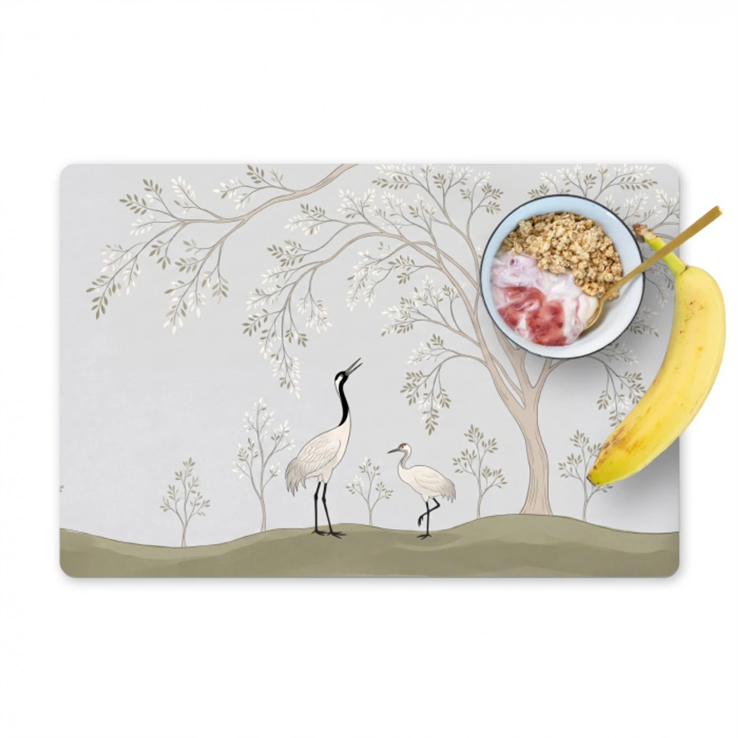 Minimalistisch - Kraanvogels - Blauw Placemat vinyl groot -zzzproduct_Kitchenyeah-website