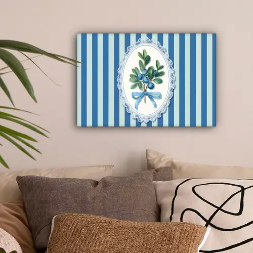 Illustratie - Bessen - Blauw - Strepen canvas 2cm klein -sfeer1