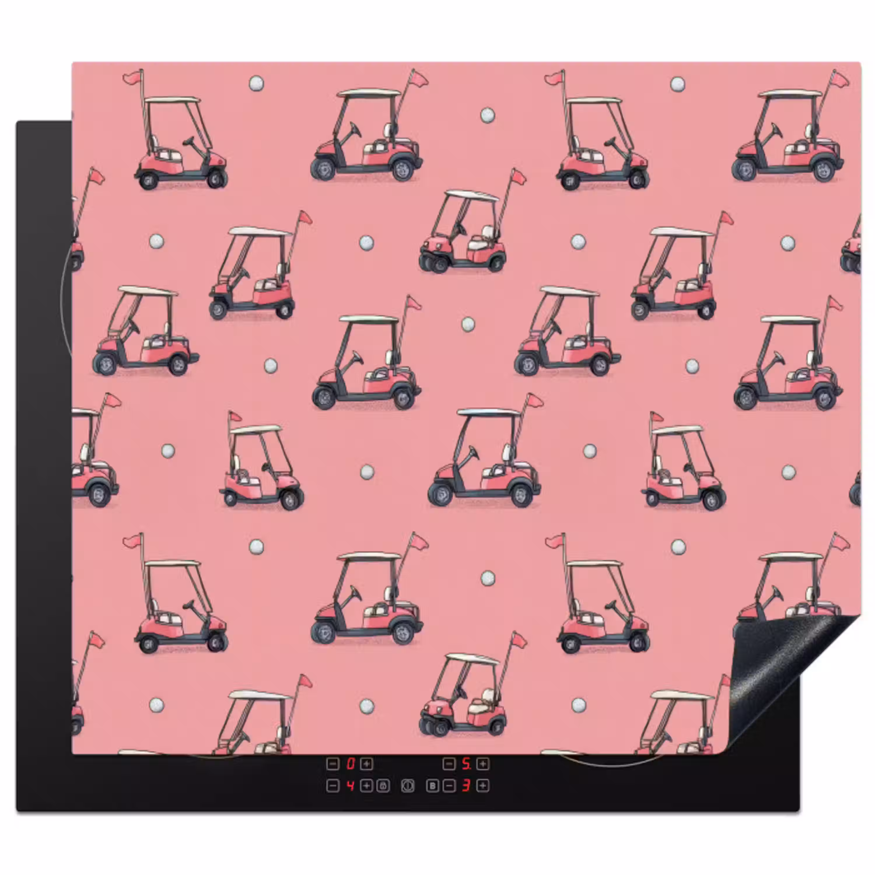 Golfkar - Retro - Roze Inductie beschermer vinyl 3mm middel 274 -3d