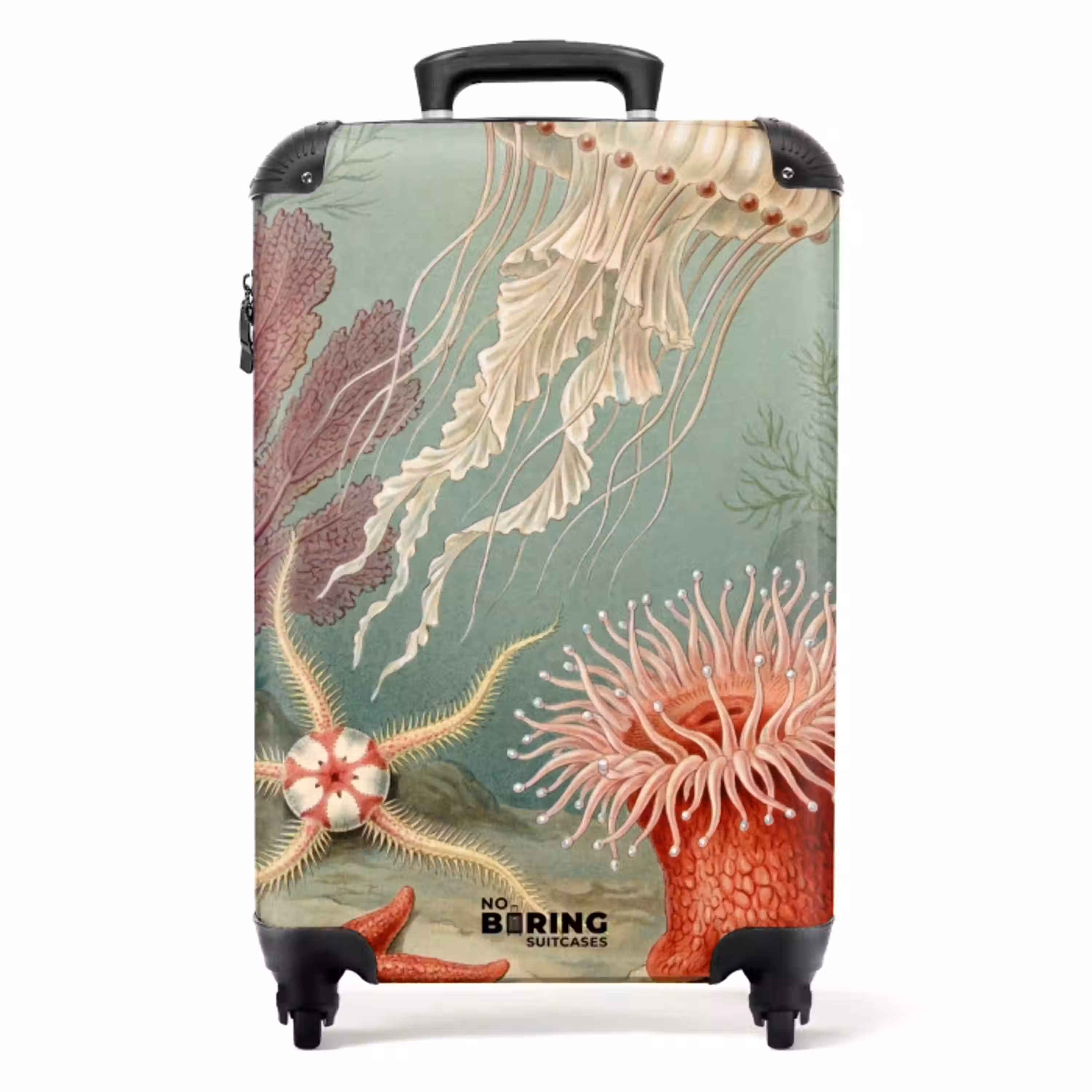 Zeeleven - Kwal - Onderwater - Illustratie - Beige NBS - Handbagage koffer - Volwassenen Unisex middel -productfoto_recht
