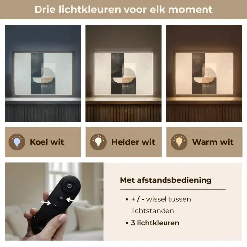 Modern - Vierkant - Vormen Light Box met batterij (Wandlamp) middel -USP_lichtkleurNL