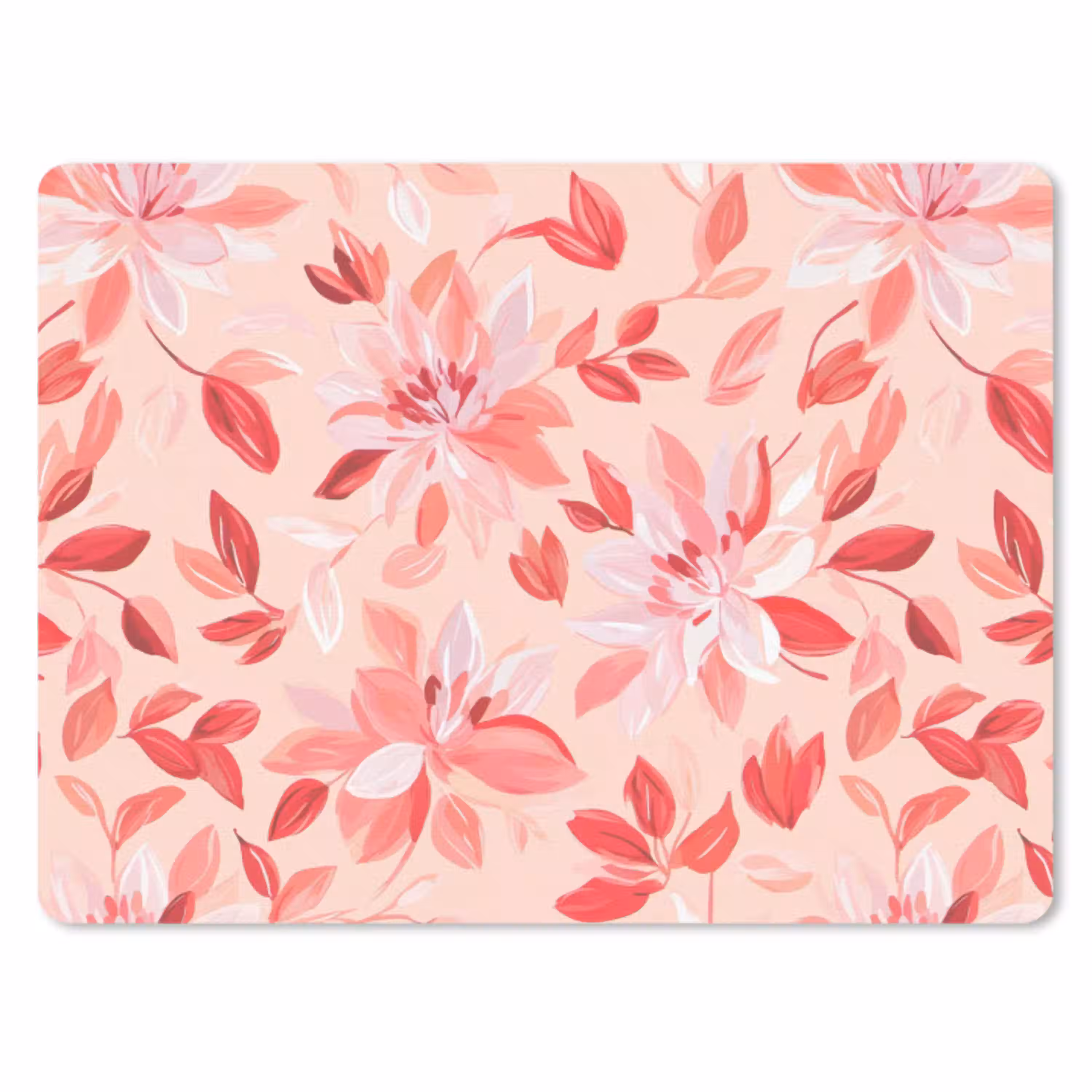 Botanisch - Bloemen - Rood muismat rubber klein 262 -3d