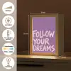 Follow your dreams - Paars - Penseeltextuur Light Box met kabel (Tafellamp) klein -USP_NL