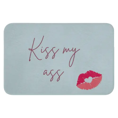 Kiss my ass - Lip - Blauw Badmat klein -3d