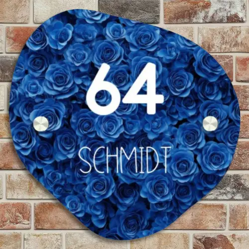 Blauwe rozen - Modern Naambord Organisch middel -sfeer10