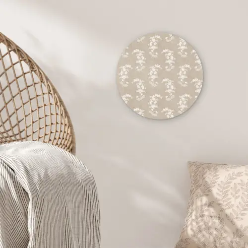 Chintzmotief - Beige - Linnen Wandcirkel plexiglas klein 852 -sfeer5