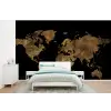 Wereldkaart - Goud - Luxe - Aarde - Zwart fotobehang vinyl groot -bed