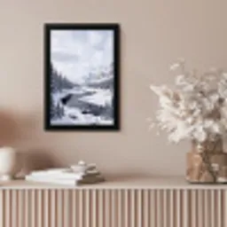 Sneeuwlandschap - Bergen - Rivier - Winter fotolijst zwart zonder passe partout klein -sfeer5