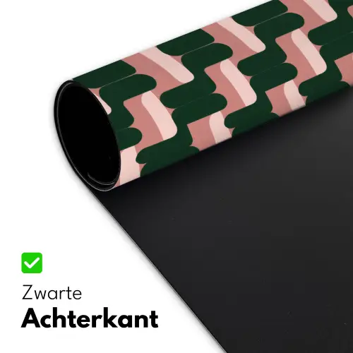 Vlechtpatroon - Groen - Roze - Geometrisch Muismat XXL klein 681 -sfeer2