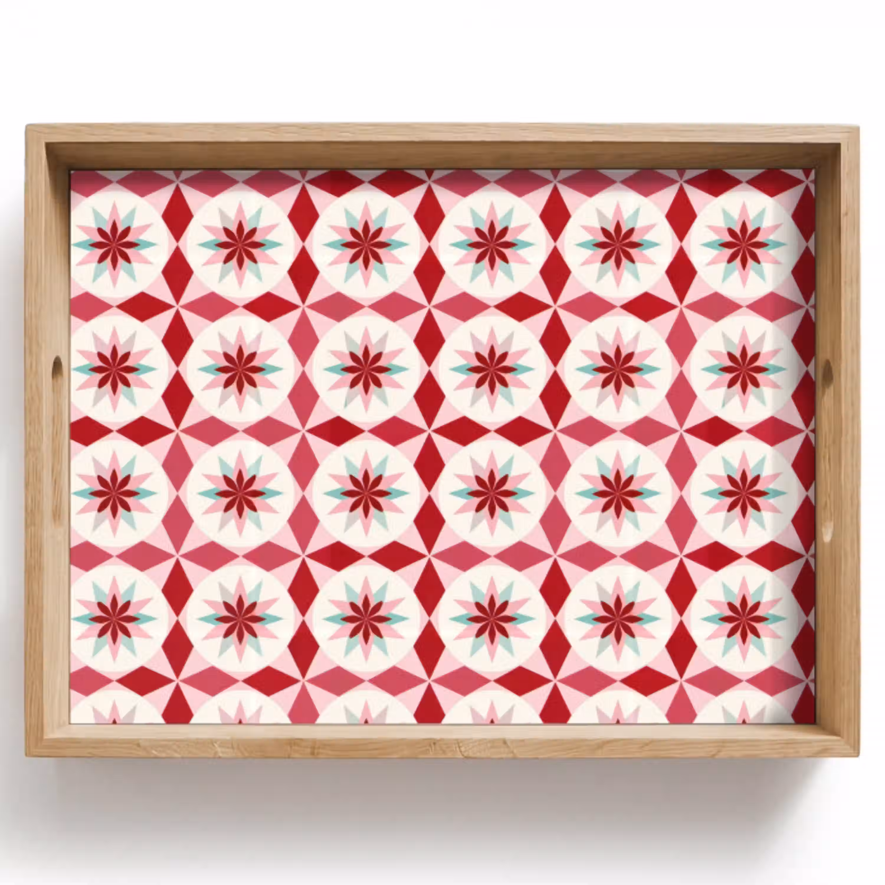 Tegelpatroon - Sterren - Retro - Roze - Mintgroen Dienblad Rechthoek middel 911 -z3d_shopping
