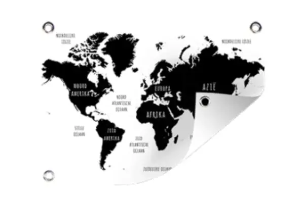 Tuinposter Wereldkaart Zwart-Wit