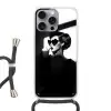Vrouw - Zwart - Hart Hoesje iPhone 16 Pro Max met koord klein -3d