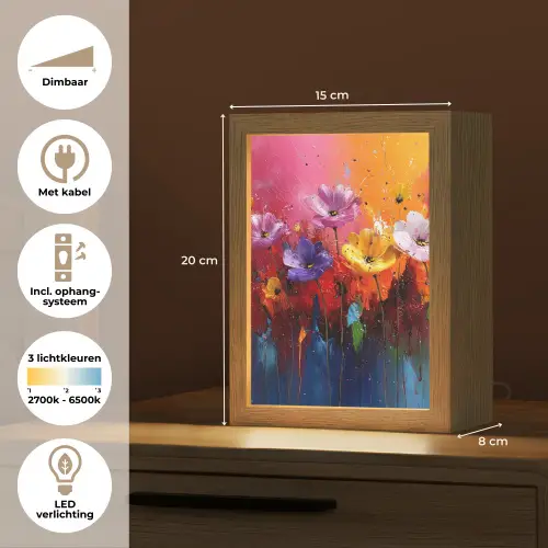 Fantasiebloemen - Verf - Speels Light Box met kabel (Tafellamp) klein -USP_NL