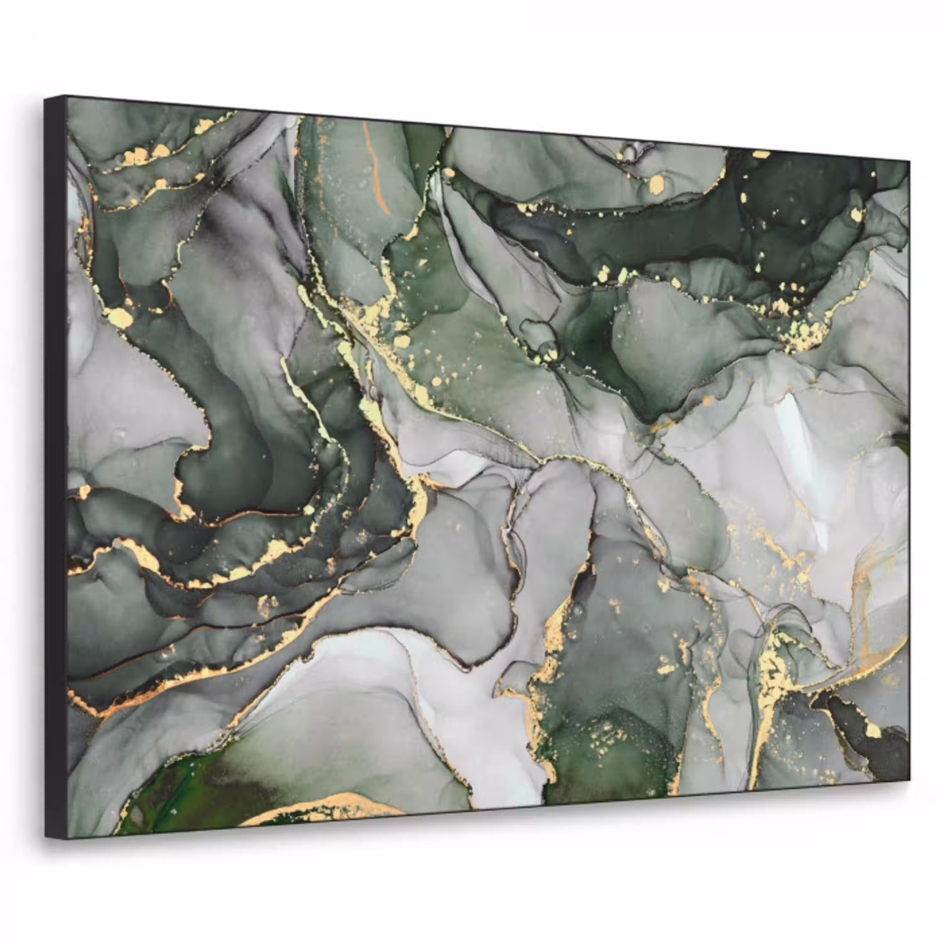 Luxe - Marmer - Groen Textielframe zwart klein -3d