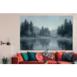 Bos - Meer - Mist - Natuur - Grijs forex 5mm xxl -woonkamer