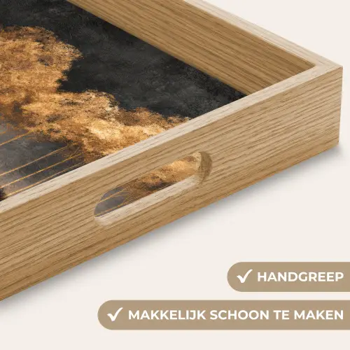 Gouden Bomen in Mistig Landschap Dienblad Rechthoek middel -USP_HandgreepNL