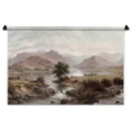 Berglandschap - Meer - Bergen - Vallei - Klassiek Wandkleed katoen middel -zz3d