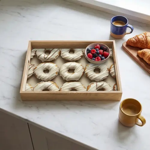 Donuts - Chocolade - Wit - Beige Dienblad Rechthoek middel -sfeer2