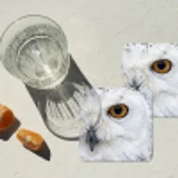 Sneeuwuil - Oog - Wildlife - Wit onderzetter kurk middel -sfeer4
