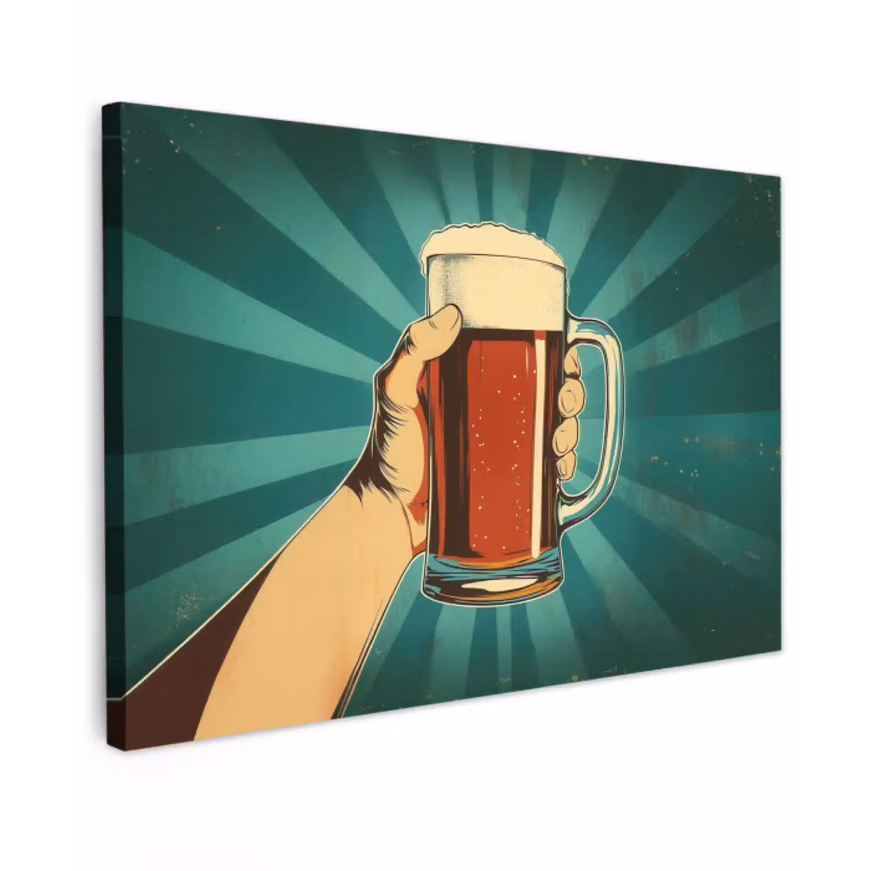 Bierglas - Schuim - Retro - Groen Tuinposter op houten frame 2 cm dik klein -3d