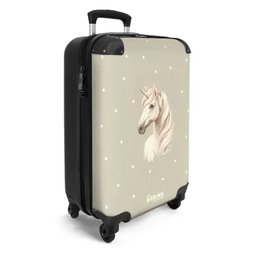 Eenhoorn omringd door stippen in neutrale kleuren NBS - Handbagage koffer - Volwassenen Unisex middel -productfoto_3d