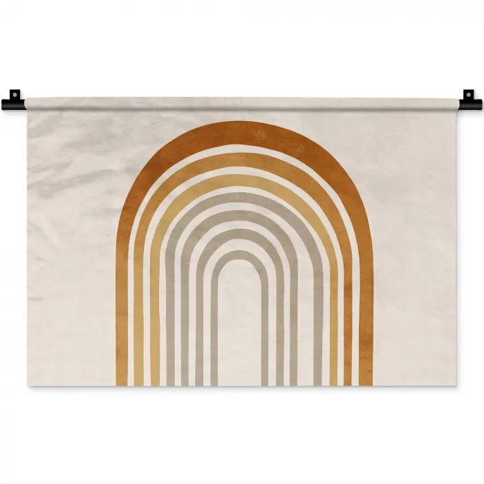 Minimalistisch - Boog - Lijnen - Beige Wandkleed katoen klein -zz3d