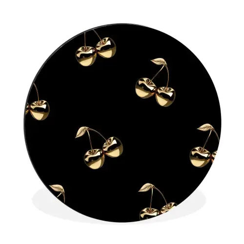 Patroon - Kersen - Goud - Chrome Wandcirkel aluminium klein -3d
