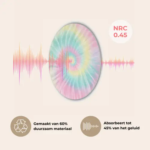 Pasteltinten - Tie dye - Roze Akoestische PET Vilt - Rond klein -USP_NL