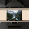 Waterval - Bomen - Bergen keuken achterwand spatscherm klein -sfeer1