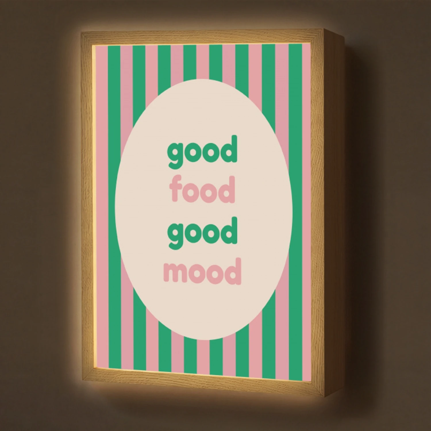 Gestreept - Quote - Ovaal - Roze Light Box met batterij (Wandlamp) middel -z3d_website