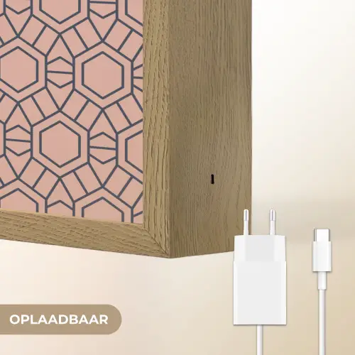Strak - Patroon - Roze - Donkerblauw Light Box met batterij (Wandlamp) middel 907 -USP_websiteoplaadbaarNL