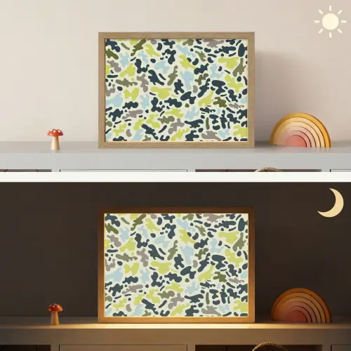 Camouflage - Groen - Blauw - Jongens - Kinderen Light Box met batterij (Wandlamp kind) middel -sfeer3_kind