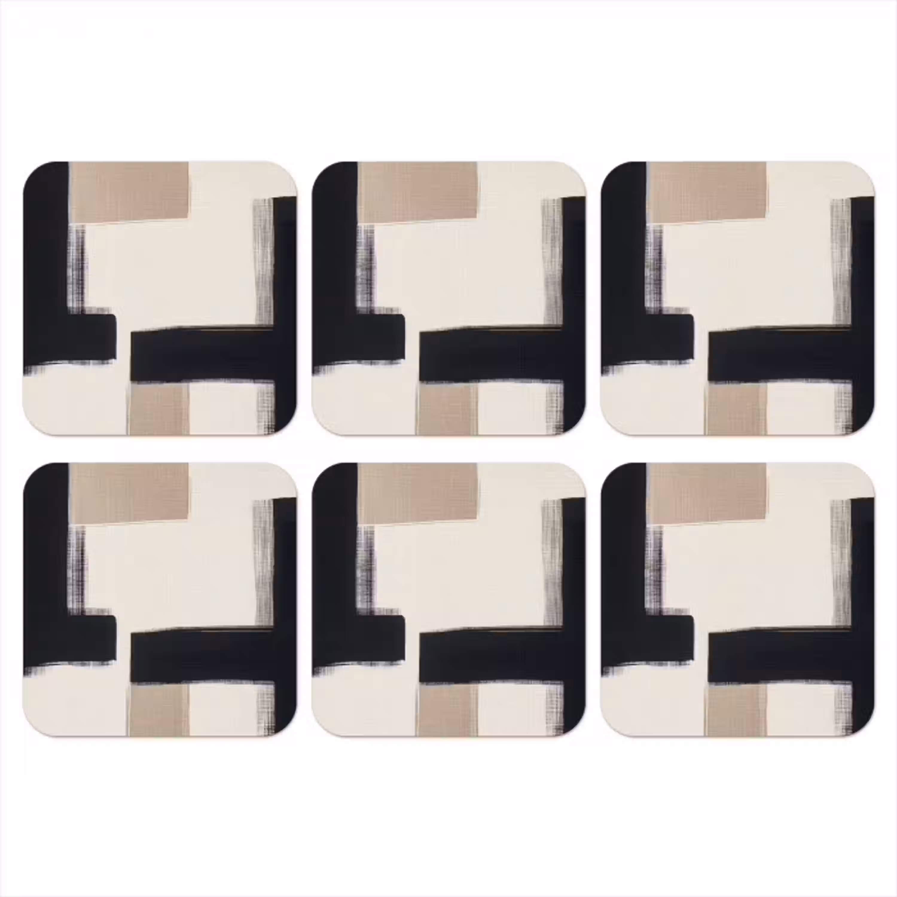 Zwart - Abstract - Japandi onderzetter kurk middel -3d