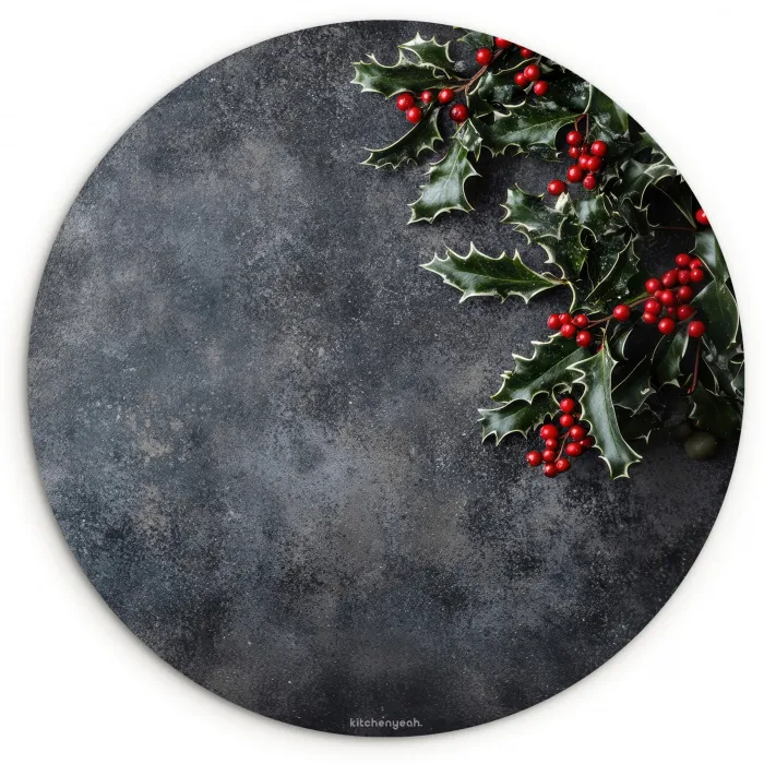 Winter - Hulst - Kerst - Beton Wandcirkel kunststof plaat 5mm dik klein -3d