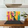 Vrouw - Verfstrepen - Gekleurd keuken achterwand spatscherm klein -sfeer2