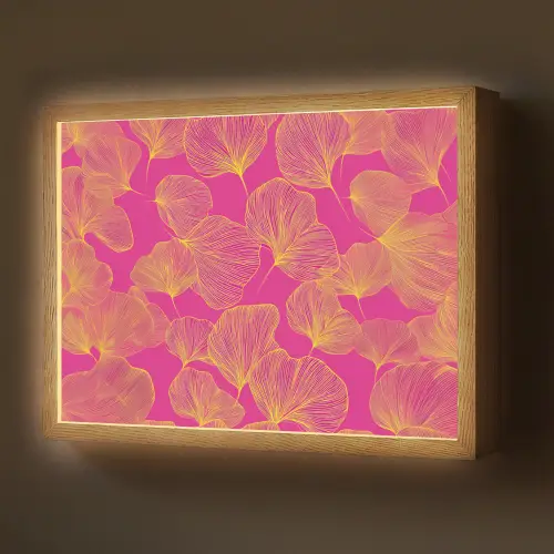 Bladeren - Nerven - Grafisch - Roze Light Box met batterij (Wandlamp) middel -z3d_website