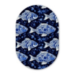 Vissen - Bloemen - Blauw Wandcirkel Ovaal Forex klein 630 -3d