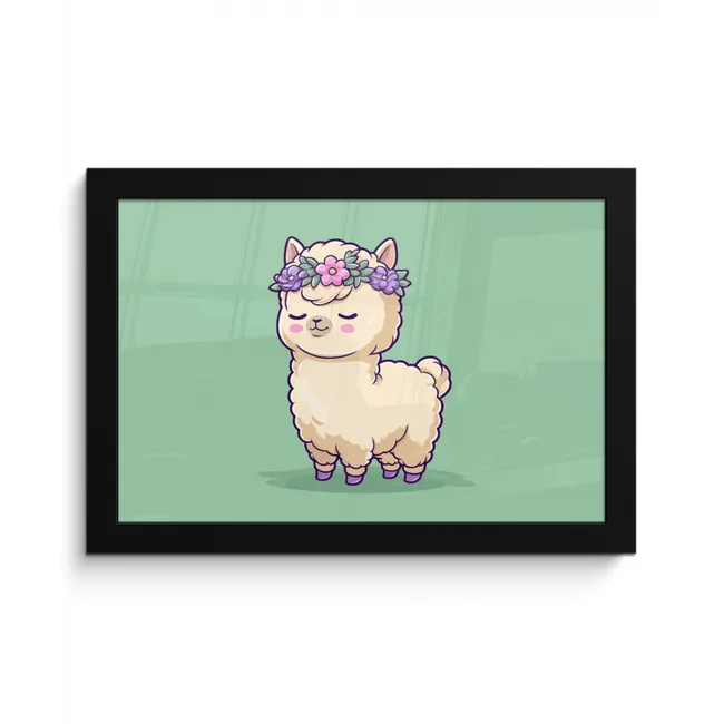 Alpaca - Groen - Bloemendiadeem fotolijst zwart zonder passe partout klein -3d