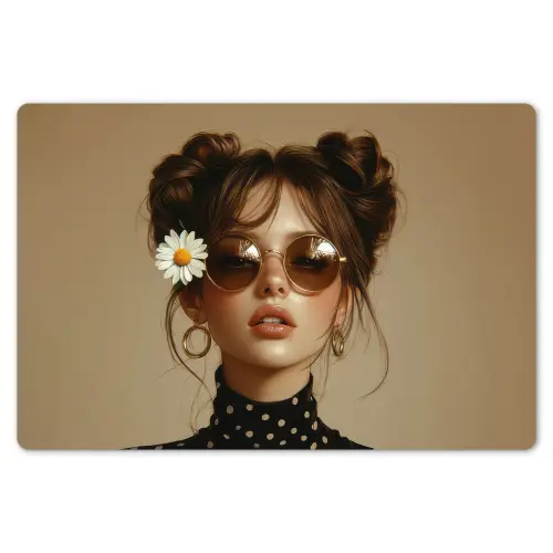 Vrouw - Beige - Bloem - Modern - Portret Placemat vinyl groot -zzsfeer1_Kitchenyeah-website