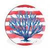Koraal - Verfstructuur - Rood - Blauw Wandcirkel aluminium klein -3d