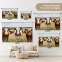 Koeien - Portret - Weide - Boerderij - Nieuwsgierig Wandkleed katoen klein -tsfeer8_DE