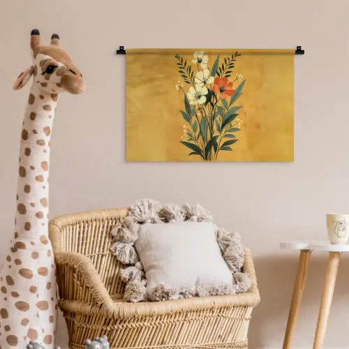 Bladeren - Boeket - Bloemen - Geel Wandkleed katoen klein -wsfeer5_kind