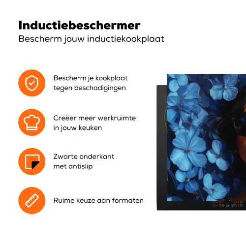 Vrouw - Blauw - Bloemen - Vlinders - Natuur Inductie beschermer vinyl 3mm klein -zzzzzzz-td-ups